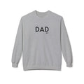 Gray sweatshirt with 'DAD' printed on it against a white background