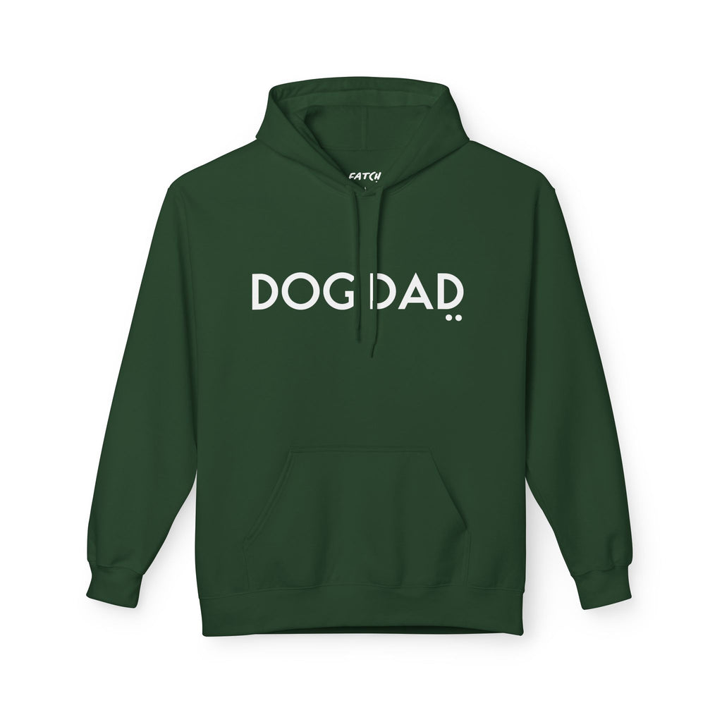 Green hoodie with 'DOG DAD' text on a white background