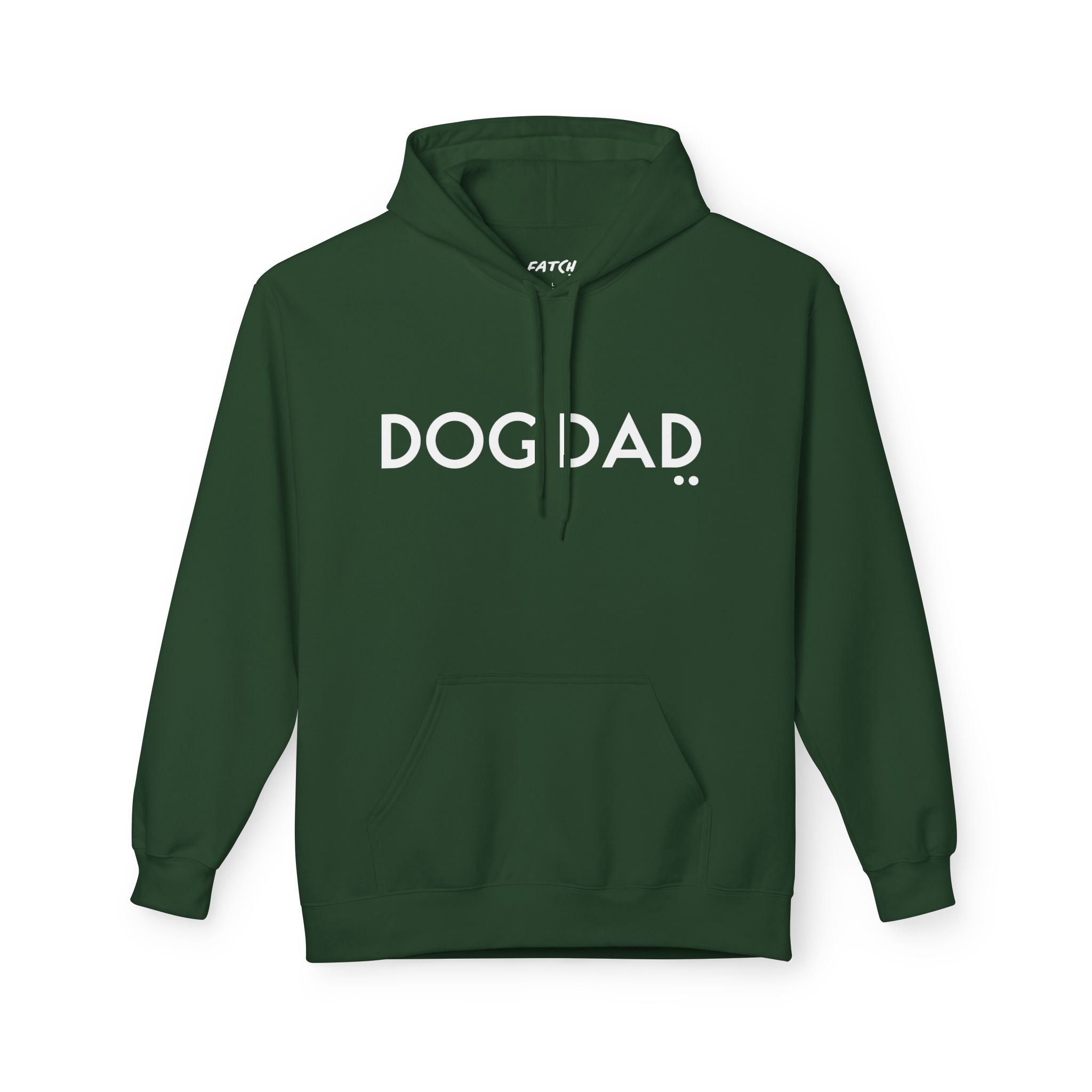 Green hoodie with 'DOG DAD' text on a white background