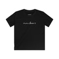 Black t-shirt with 'mini bear' text on a white background