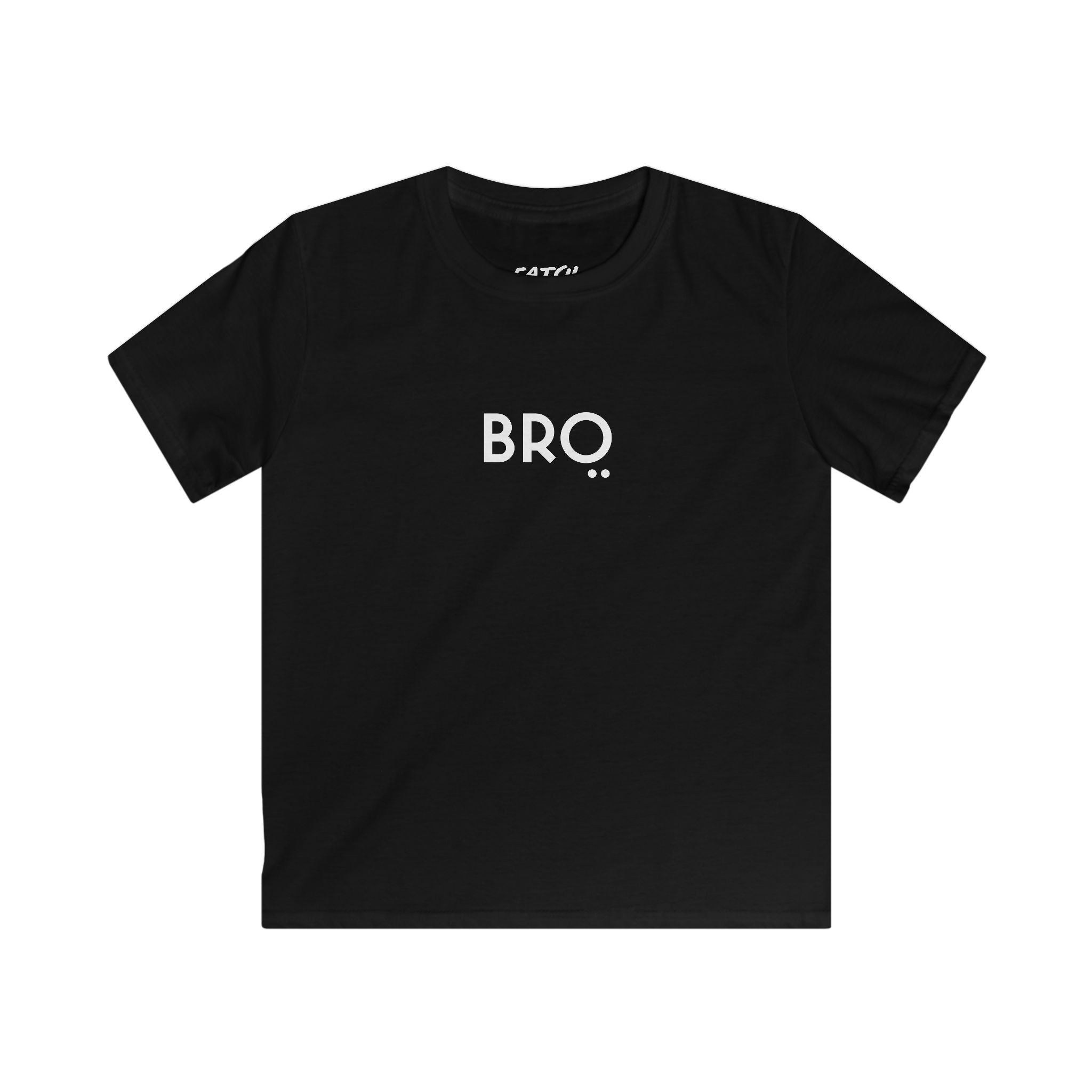 Black t-shirt with 'BRO' text on a white background