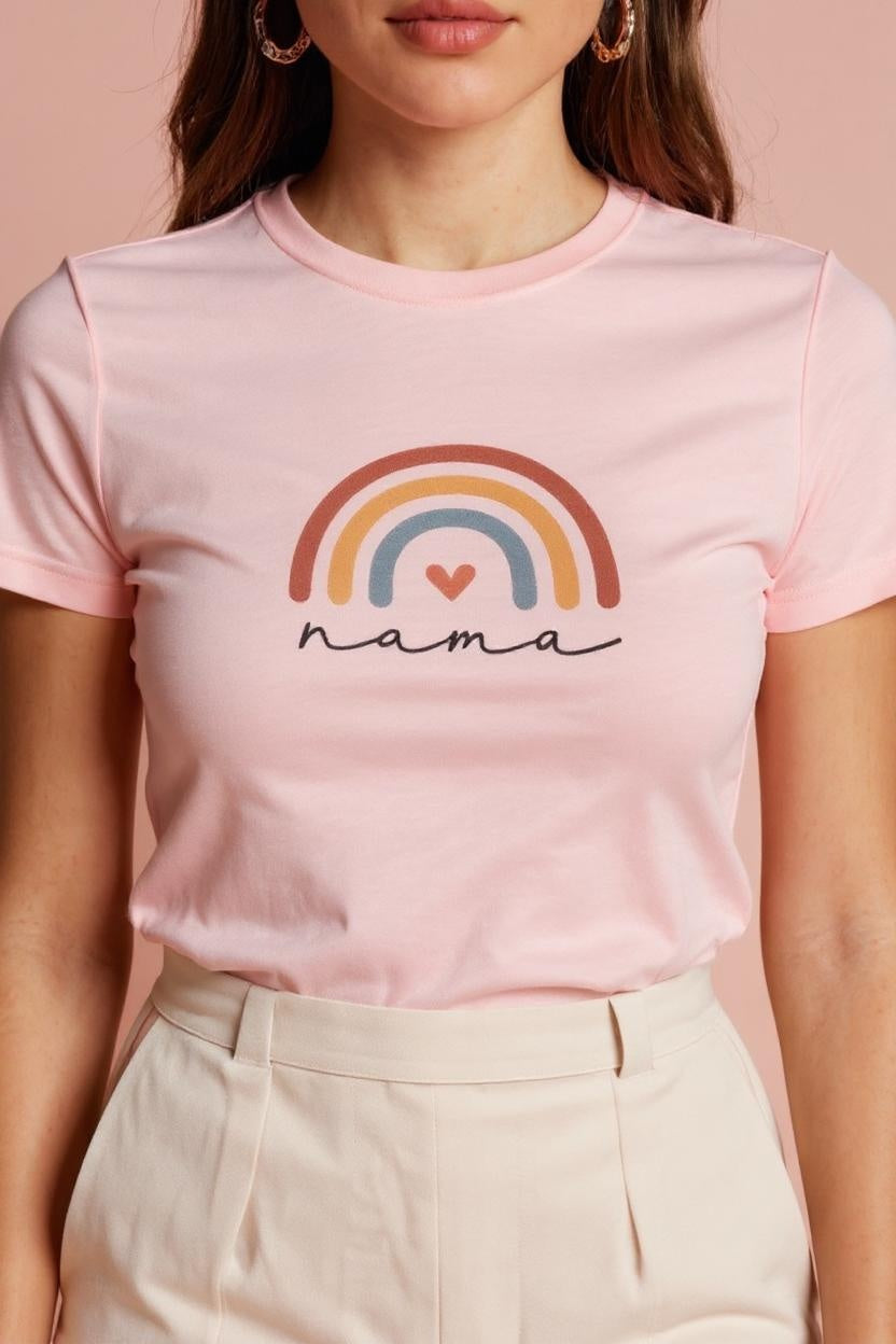 Pink Rainbow Mama + Mini Matching T-shirt Set