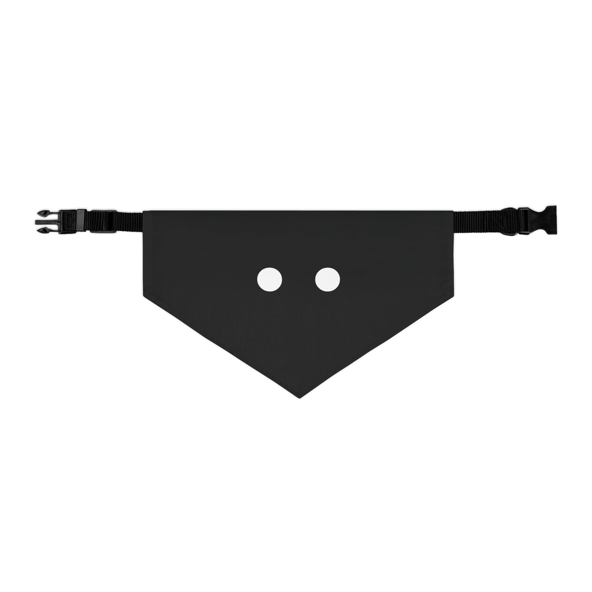 Black dog bandana with two buttons on a white background
