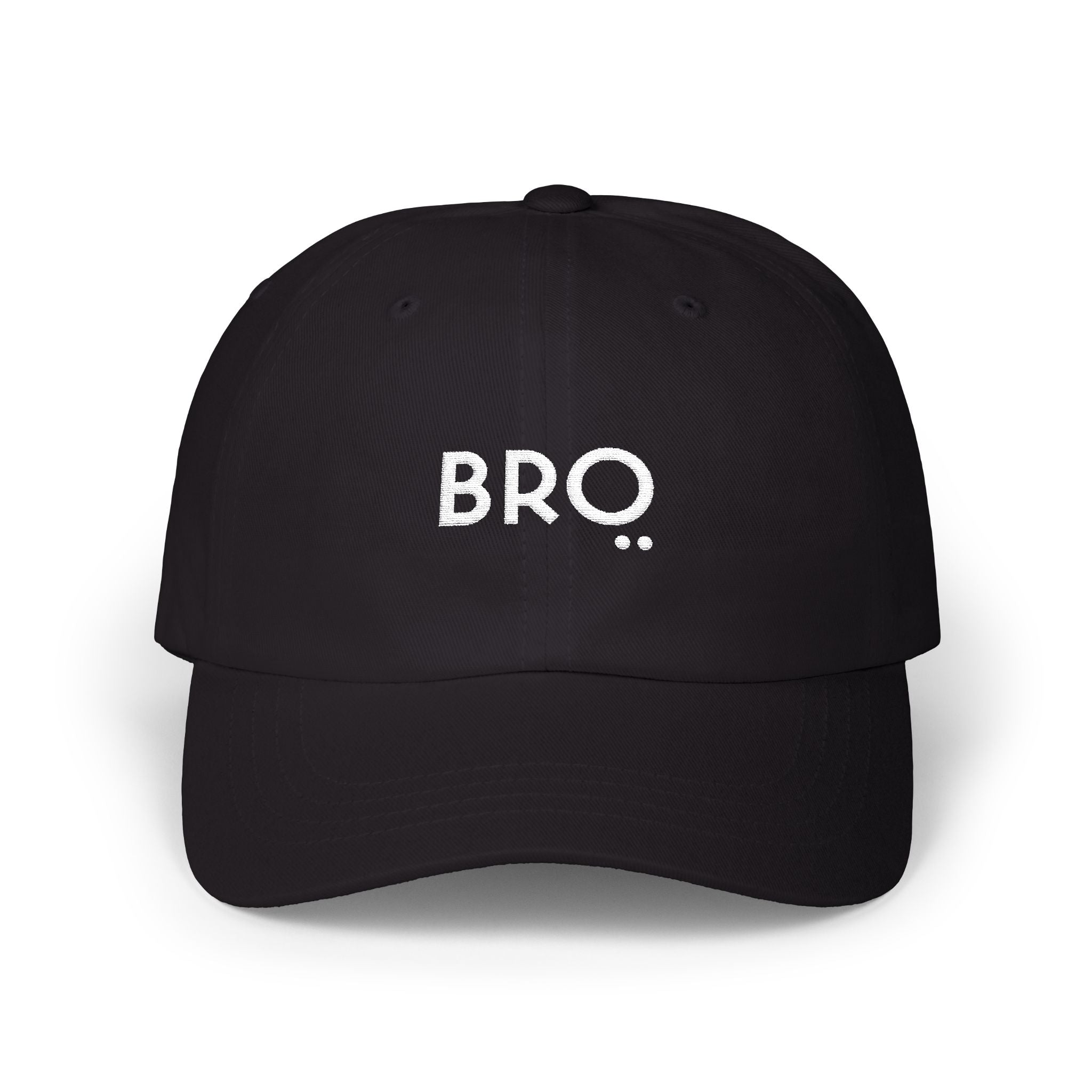 Black cap with 'BRQ' logo on a white background