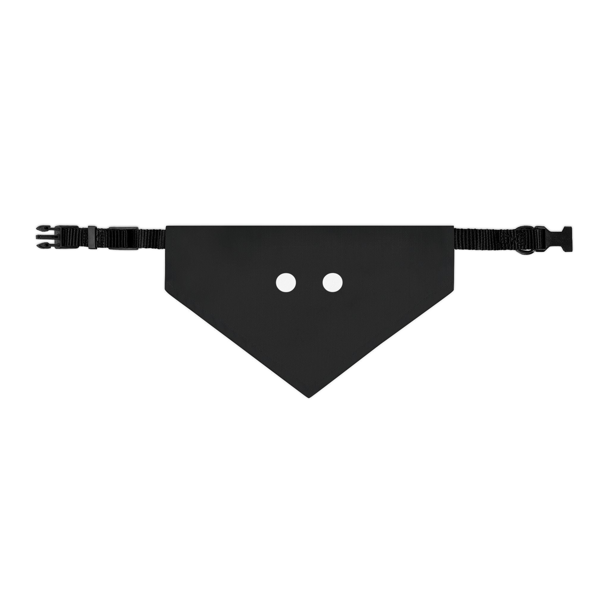 Black dog bandana with adjustable straps on a white background