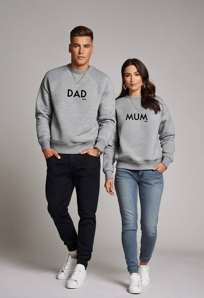 Grey Dad + Mum Matching Sweatshirt Set